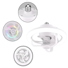 E27 LED mennyezeti ventilátor izzólámpa, távirányítóval szabályozható - RGB (THM) világítás