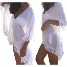 EALMEU Tunika, Airy strandruha, könnyű és finom, Fehér színű, Univerzális méret fürdőruha, bikini