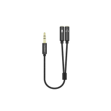 Earldom 3.5 mm-es Jack átalakító/osztókábel Earldom ET-AUX 202 fekete kábel és adapter