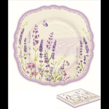 Easy Life Design Porcelán desszerttányér 20cm, dobozban, Lavender Field tányér és evőeszköz