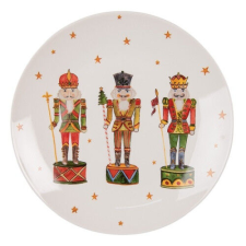 Easy Life Design Porcelán desszerttányér diótörős 20x2cm, Happy Little Christmas tányér és evőeszköz