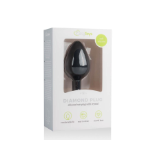 Easytoys Diamond - fehér köves anál dildó (közepes) - fekete anál