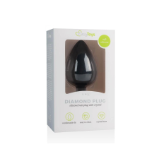 Easytoys Diamond - fehér köves anál dildó (nagy) - fekete anál