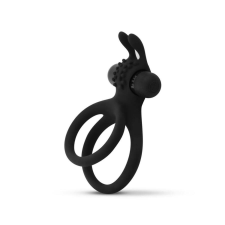 Easytoys Share Ring - vibrációs pénisz- és heregyűrű (fekete) péniszgyűrű