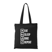  Eat sleep bike repeat - Bevásárló táska Fekete egyedi ajándék