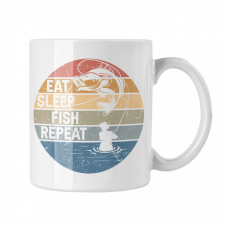  Eat Sleep Fish Repeat - Fehér Bögre bögrék, csészék