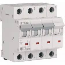 EATON 194812 Home kismegszakító 4,5kA, 3P+N, 20A, C jelleggörbe villanyszerelés