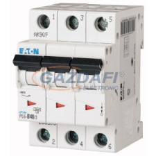 EATON 286605 Kismegszakító, 6kA 3 pólus 40A, C karakterisztika, PL6-C40/3 villanyszerelés