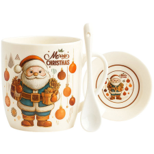 eCa KB34WZ1 karácsonyi kerámia bögre kanállal és csészealjjal, 350 ml bögrék, csészék