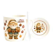 eCa KB34WZ4 karácsonyi kerámia bögre kanállal és csészealjjal, 350 ml bögrék, csészék