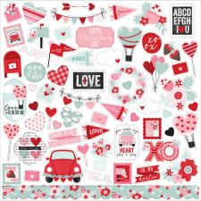 Echo Park Love Notes Matrica 12" (30 cm) Cardstock Stickers (1 ív) matrica