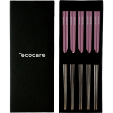 Ecocare Box Silver-Pink fém sushi pálcika 10 db tányér és evőeszköz