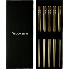 Ecocare Fém Sushi pálcika dobozban arany 10 db tányér és evőeszköz
