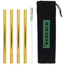 Ecocare Fém szívószál Maxi 12 mm Gold 4 db-os készlet konyhai eszköz