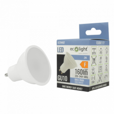 Ecolight LED izzó spotlámpa GU10 2W 180lm 6500K hidegfényű ökofény izzó