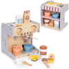 EcoToys Fa kávéfőző, ECOTOYS HM328245, boltos kiegészítővel, 26 db tartozék, lekerekített élek, 3 éves kortól