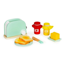 Ecotoys fa kenyérpirító reggeliző készlettel - zöld konyhakészlet
