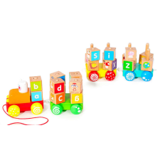 EcoToys Fából készült vonat nagy oktatási blokkok ábécé ecotoys kisvasút