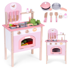 EcoToys Kuchnia dla dzieci różowa z 8 akcesoriami piekarnik kran zlew ecotoys konyhakészlet