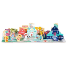 EcoToys Oktatási készlet fakockákkal és szőnyeggel, 121 darab, City Ecotoys MA802 fajáték