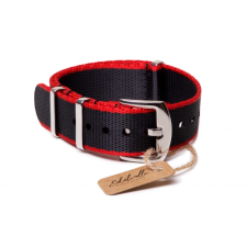 Edelwolle prémium Nato óraszíj, fekete/piros, 18mm óraszíj