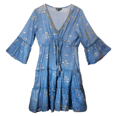 Eden Nomád Sari Strandruha - Tengerkék és Aranyhal Design (L/XL)