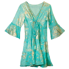 Eden Nomád Sari Strandruha - Türkiz Arany Korál Design (M/L) lányka ruha