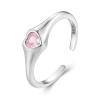 EdenBoutique Állítható ezüst gyűrű rózsaszín süllyesztett szív