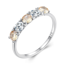 EdenBoutique Ezüst gyűrű sárga és fehér kristályok 7 gyűrű