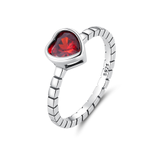 EdenBoutique Piros szív ezüst gyűrű gyűrű