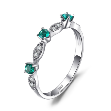 EdenBoutique Trio Green Crystal ezüst gyűrű gyűrű