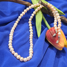  Édesvízi gyöngy nyakék, finom elegancia ékszer szett