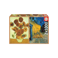 Educa 2x1000 db-os puzzle - Van Gogh - Napraforgók + Éjjeli kávézó, Klimt (18491) puzzle, kirakós