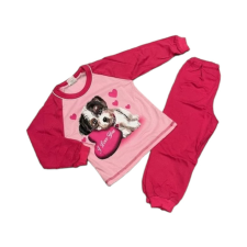 EEVI 2 Részes Pamut Pizsama - Világos Rózsaszín/Sötét Rózsaszín Kutyás 104 gyerek hálóing, pizsama