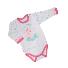 EEVI Hosszú ujjú body - Fehér-Rózsaszín/Elefánt - 74 kombidressz, body