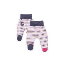 EEVI Pamut bébi nadrág - Szürke alapon/Rózsaszín/Lila csíkos 74 babanadrág