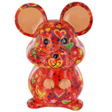  Egér persely piros,narancs kerámia 13cm persely