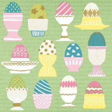 Eggs in Cups green papírszalvéta 33x33cm,20db-os asztalterítő és szalvéta
