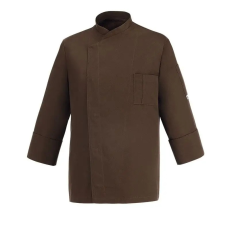 egochef Szakácskabát - csokoládébarna, hosszú ujjú, rejtett patentos, karcsúsított