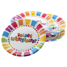 egyéb Boldog születésnapot papírtányér 6 darabos - 23 cm party kellék