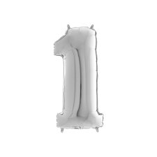 egyéb Héliumos fólia lufi, 1-es szám, 65 cm, ezüst party kellék