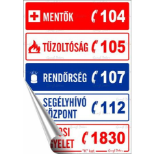 egyéb Információs matrica, 11,6x16,6 cm, "Segélyhívószámok" információs címke