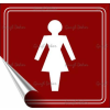 egyéb Információs matrica, 8,7x8,3 cm, toalett, női szimbólum, burgundi vörös/fehér