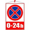 egyéb Információs tábla, 35x25 cm, 0-24h megállni tilos piktogram