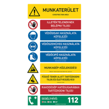 egyéb MUNKATERÜLET (ÖSSZEGZŐ TÁBLA), PVC ponyva, 450x800 információs címke