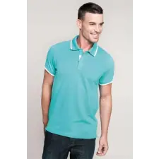 egyéb Póló Kariban galléros férfi (100%pamut) navy/white/light turquoise, M munkaruha