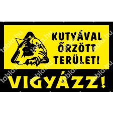 egyéb Tábla PVC 1mm, Kutyával őrzött terület! Vigyázz!, 400x250mm információs címke
