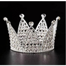 egyéb Tortadísz, tiara kristályokkal, ezüst, 7,7cm sütés és főzés