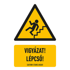 egyéb VIGYÁZAT! LÉPCSŐ!, PVC 1 mm, 160x250 információs címke