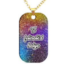Egyedi feliratos, rozsdamentes fém dögcédula, liláspink-glitter színben (láncra vagy kulcstartóra) nyaklánc